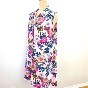 Cupio Women Sleeveless Floral Spring Summer Beach Cover  Up Hi-low  Dress Size L